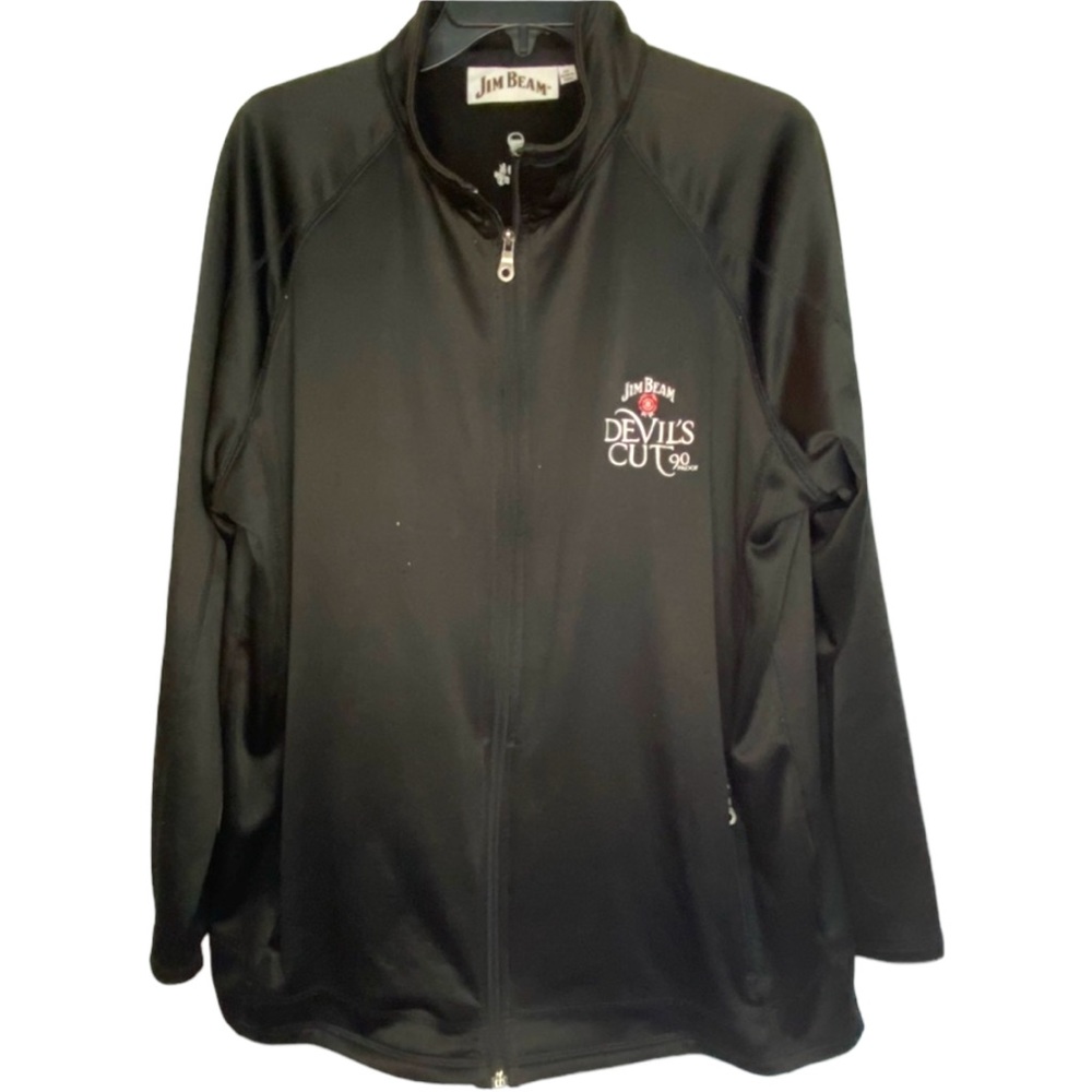 Jim Beam Windbreaker Devil’s Cut 90 Proof Logo Zip Front Pockets
